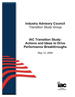 IAC Transition Study Actions and Ideas to Drive Performance