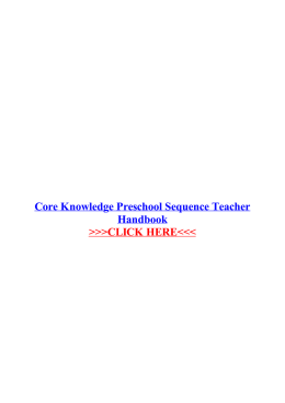 core knowledge preschool sequence teacher handbook
