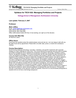 Syllabus for TECH 922: Managing Portfolios and Projects