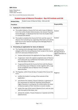Student Leave of Absence Procedure