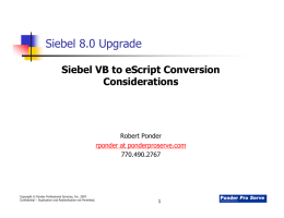 Siebel 8.0 Upgrade
