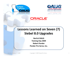 Lessons Learned on Seven (7) Siebel 8 0 Upgrades