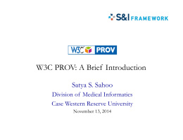 W3C PROV: A Brief Introduction