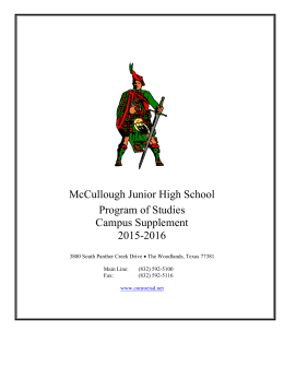 McCullough Junior High School Program of Studies Campus