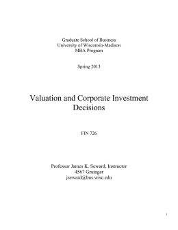 Valuation and Corporate Investment Decisions