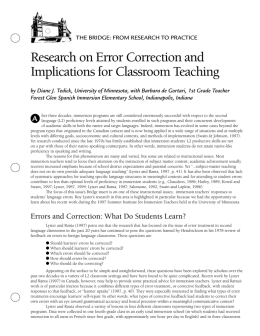 Research on Error Correction and Implications for Classroom