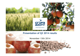 Presentation of Q3 2014 results