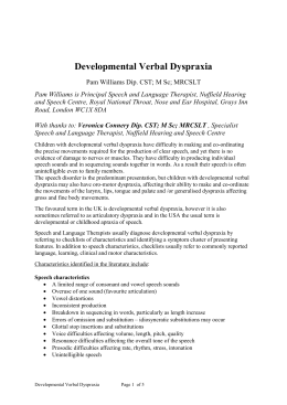 Developmental Verbal Dyspraxia