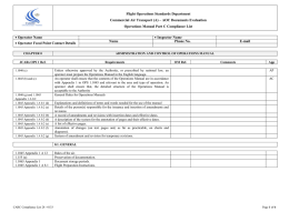 Operations Manual Part C Compliance List.