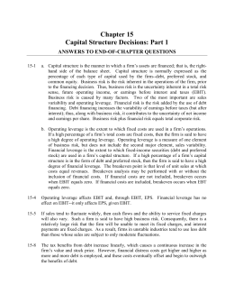 Chapter 15 Capital Structure Decisions: Part 1