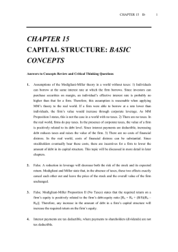 CHAPTER 15 CAPITAL STRUCTURE: BASIC CONCEPTS