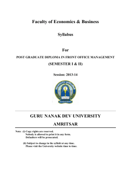 PG Diploma in Front Office Management (Semester -II)