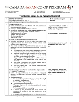 The Canada-Japan Co-op Program Checklist