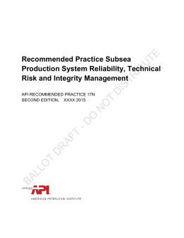 Recommended Practice Subsea Production System Reliability