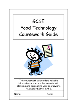 GCSE Food Technology Coursework Guide