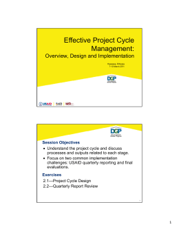 Effective Project Cycle Management