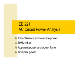 EE 221 AC Circuit Power Analysis