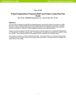 Project Organization Proposal (POP)