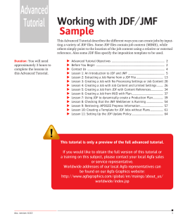 Advanced Tutorial Working with JDF/JMF