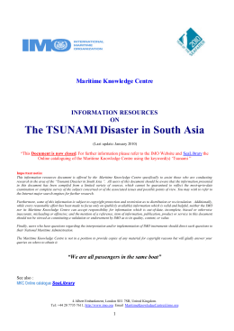 INFORMATION RESOURCES ON The TSUNAMI Disaster in South