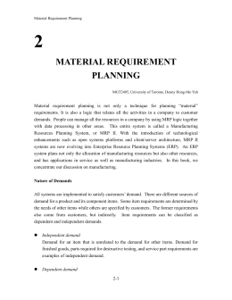 CHAPTER TWO: MATERIAL REQUIREMENT PLANNING