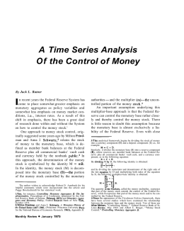 A Time Series Analysis Of the Control of Money