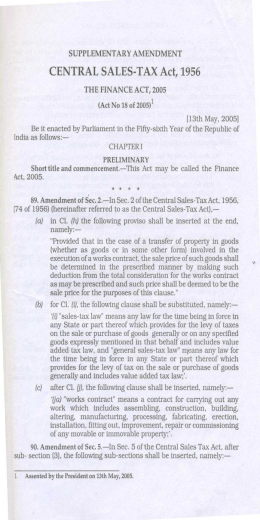 CENTRAL SALES-TAX Act, 1956 - Commercial Taxes Division