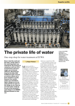 The private life of water - One-stop shop for water treatment at EUWA