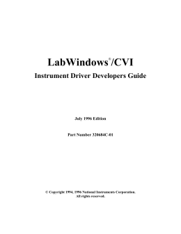 LabWindows/CVI Instrument Driver Developers Guide