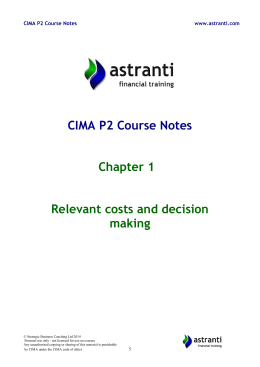CIMA P2 Course Notes Chapter 1 Relevant costs and decision making