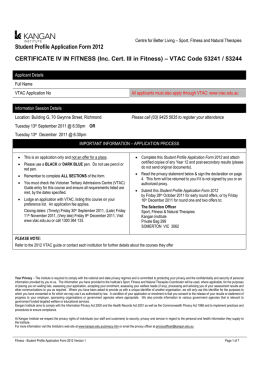 Student Profile Application Form 2012 CERTIFICATE IV IN FITNESS