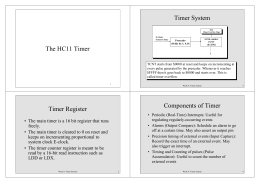 The HC11 Timer Timer Register Timer System Components of Timer