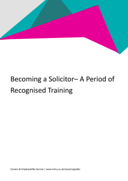 Becoming a Solicitor– A Period of Recognised Training
