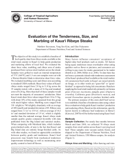 Evaluation of the Tenderness, Size, and Marbling of Kaua`i
