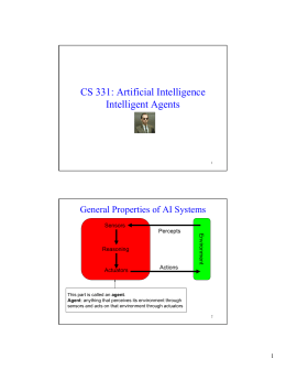 CS 331: Artificial Intelligence Intelligent Agents