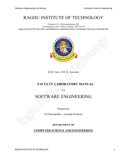 RAGHU INSTITUTE OF TECHNOLOGY SOFTWARE ENGINEERING