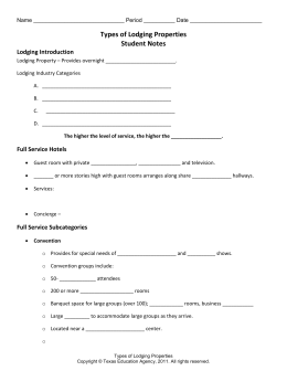 Handout - Types of Lodging Properties Student Notes