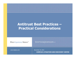Antitrust Best Practices – Practical Considerations