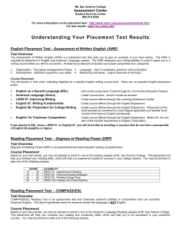 Understanding Your Placement Test Results