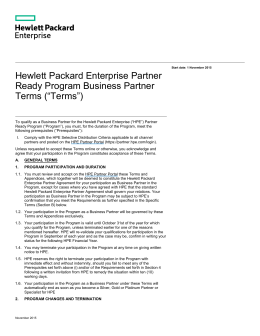 Hewlett Packard Enterprise Partner Ready Program Business