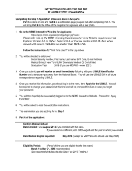INSTRUCTIONS FOR APPLYING FOR THE 2016 USMLE STEP 1
