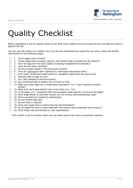 QualityChecklist - University of Nottingham