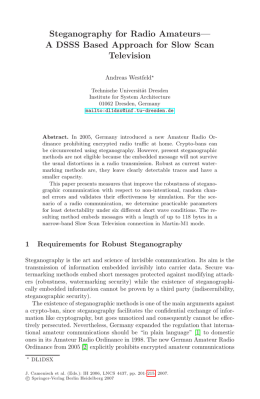 Steganography for Radio Amateurs— A DSSS Based Approach for