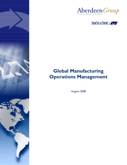 Global Manufacturing Operations Management