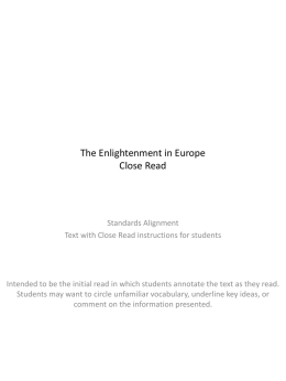 The Enlightenment in Europe Close Read