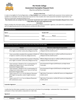 Rio Hondo College Assessment Exemption Request Form