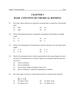 CHAPTER 9 BASIC CONCEPTS OF CHEMICAL BONDING