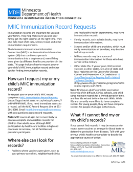 MIIC Immunization Record Requests