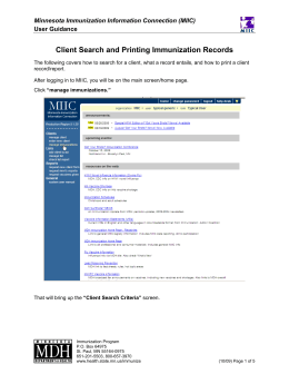 Client Search and Immunization Records in MIIC