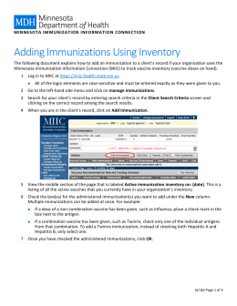 Adding Immunizations Using Inventory